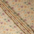 Beige Floral Printed Viscose Jacquard Metallic Fabric, 110 Cms Width, Made in India-D26207