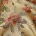 Mustard Yellow Floral Digital Print Viscose Modal Satin Fabric 110 Cms Width India-D27725