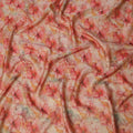Coral Pink Floral Digital Print Viscose Modal Satin Fabric 110 Cms Width India-D27726