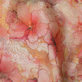 Coral Pink Floral Digital Print Viscose Modal Satin Fabric 110 Cms Width India-D27726