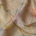 Beige Multicolor Floral Printed Synthetic Satin Fabric, 110 Cms Width, Made in India-D26240