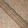 Beige Multicolor Floral Printed Synthetic Satin Fabric, 110 Cms Width, Made in India-D26240