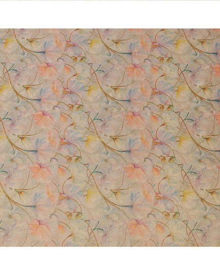 Beige Pastel Multicolor Floral Printed Viscose Fabric, 110 Cms Width, Made in India-D26361