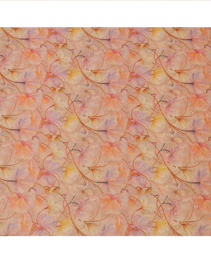 Peach Multicolor Floral Printed Viscose Fabric, 110 Cms Width, Made in India-D26356