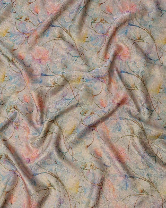 Pastel Multicolor Floral Printed Viscose Fabric, 110 Cms Width, Made in India-D26360