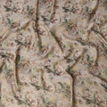 Light Beige and Green Floral Printed Viscose Fabric, 110 Cms Width, Made in India-D26359