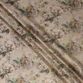 Beige Vintage Floral Print Viscose Brocade Fabric with Soft Pastel Rose Design, Width 110 Cms, Made in India-D26534