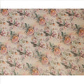 Beige Floral Print Viscose Brocade Fabric with Pastel Rose Design, Width 110 Cms, Made in India-D26533