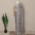 Silver Grey Metallic French Chantilly Saree Lace Elegant Floral Net Design 5.5 Mtrs Length 110 Cms Width Premium Soft Sheer Fabric France Origin-D28917 Regal Fabrics