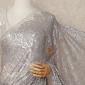 Silver Grey Metallic French Chantilly Saree Lace Elegant Floral Net Design 5.5 Mtrs Length 110 Cms Width Premium Soft Sheer Fabric France Origin-D28917 Regal Fabrics