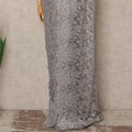 Silver Grey Metallic French Chantilly Saree Lace Elegant Floral Net Design 5.5 Mtrs Length 110 Cms Width Premium Soft Sheer Fabric France Origin-D28917 Regal Fabrics