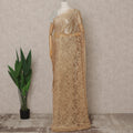 Golden Beige Premium French Metallic Chantilly Lace Saree – 5.5 Meters Fabric Length, Width 110 cm, Imported from France  & Blouse Not Included-D26573