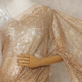 Golden Beige Premium French Metallic Chantilly Lace Saree – 5.5 Meters Fabric Length, Width 110 cm, Imported from France  & Blouse Not Included-D26573