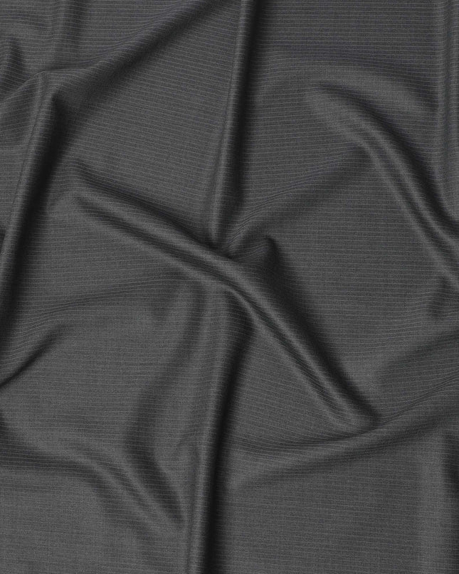 Grey Pinstripe Premium Super 130’s English All Wool Suiting Fabric, 150 cm Width, 3.50 Mtrs Cut, Made in UK-D26757