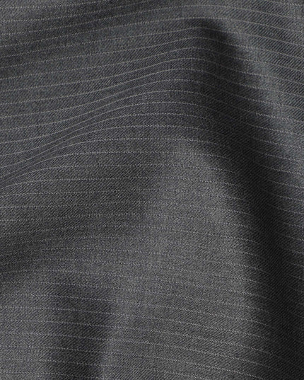 Grey Pinstripe Premium Super 130’s English All Wool Suiting Fabric, 150 cm Width, 3.50 Mtrs Cut, Made in UK-D26757