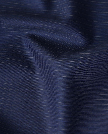 Pinstripe Navy Wool Cashmere Blend Suiting Piece 150cm | Reg