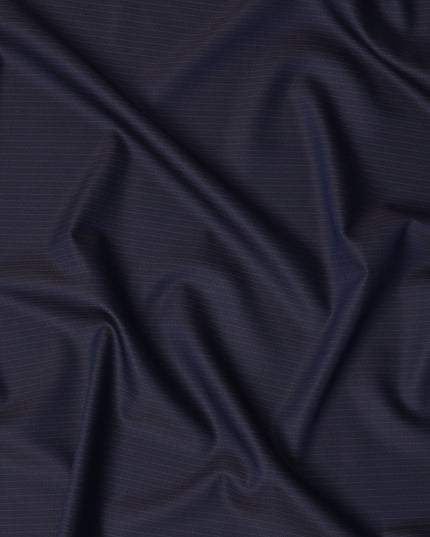 Navy Pinstripe Premium Super 180’s English All Wool Suiting Fabric, Width 150 Cms, 3.75 Mtrs, Made in United Kingdom-D26556