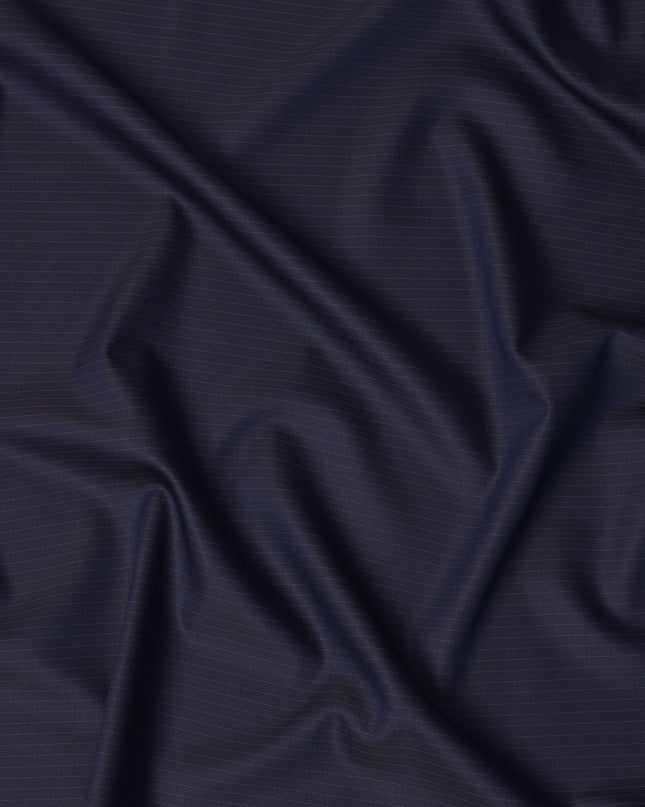 Navy Pinstripe Premium Super 180’s English All Wool Suiting Fabric, Width 150 Cms, 3.75 Mtrs, Made in United Kingdom-D26556