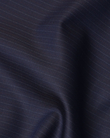 Navy Pinstripe Premium Super 180’s English All Wool Suiting Fabric, Width 150 Cms, 3.75 Mtrs, Made in United Kingdom-D26556