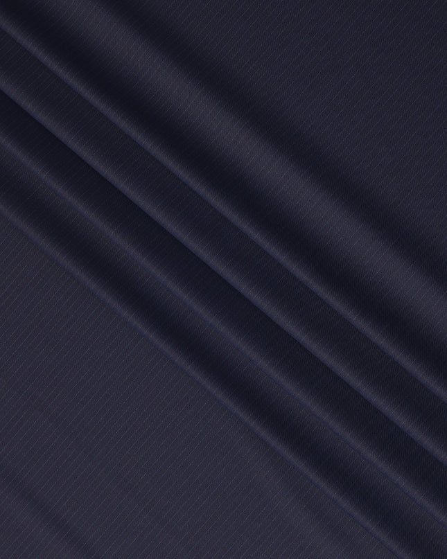 Navy Pinstripe Premium Super 180’s English All Wool Suiting Fabric, Width 150 Cms, 3.75 Mtrs, Made in United Kingdom-D26556