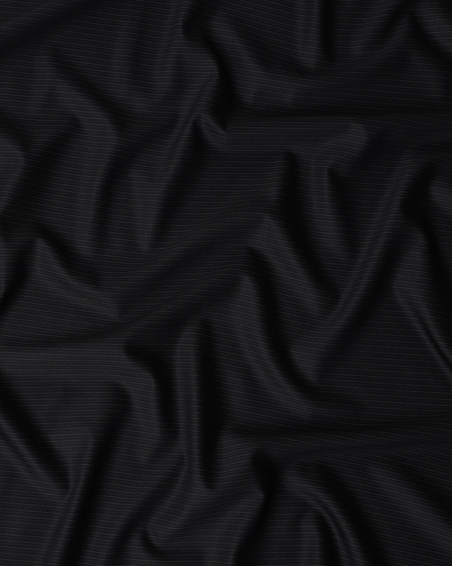 Pinstripe Black Wool Cashmere Blend Suiting Piece 150cm | Re