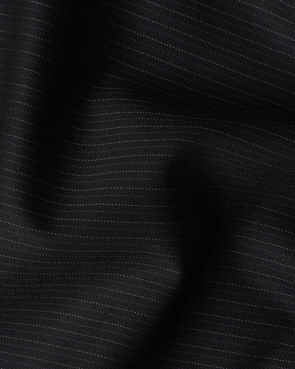 Pinstripe Black Wool Cashmere Blend Suiting Piece 150cm | Re