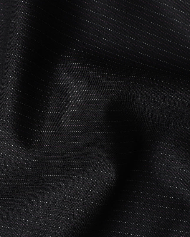 Pinstripe Black Wool Cashmere Blend Suiting Piece 150cm | Re