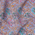 Lavender Geometric Floral Printed Premium Pure Silk Crepe Fabric with Intricate Ornamental Design, 110 cms Width, Made in India-D26318
