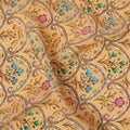 Light Orange Multicolor Mughal Motif Printed Premium Pure Silk Crepe Fabric with Ornamental Floral Design, 110 cms Width, Made in India-D26330