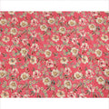 Coral Pink Floral Printed Premium Pure Silk Crepe Fabric with Artistic Botanical Design, 110 cms Width, Made in India-D26332