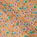Peach Multicolor Floral Printed Premium Pure Silk Crepe Fabric with Botanical Bloom Design, 110 cms Width, Made in India-D26327