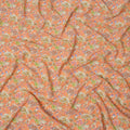 Peach Multicolor Floral Printed Premium Pure Silk Crepe Fabric with Artistic Botanical Design, 110 cms Width, Made in India-D26329