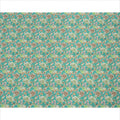 Turquoise Multicolor Floral Printed Premium Pure Silk Crepe Fabric with Botanical Garden Design, 110 cms Width, Made in India-D26331