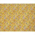 Mustard Yellow Multicolor Floral Printed Premium Pure Silk Crepe Fabric with Botanical Leaf and Bloom Design, 110 cms Width, Made in India-D26328