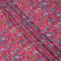 Pink Multicolor Floral Printed Premium Pure Silk Crepe Fabric with Tropical Botanical Design, 110 cms Width, Made in India-D26323