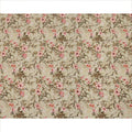 Beige Floral Printed Premium Pure Silk Crepe Fabric with Delicate Botanical Design, 110 cms Width, Made in India-D26316