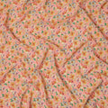 Peach Pink Floral Allover Print Premium Silk Crepe Fabric, 110 Cms, India-D26879