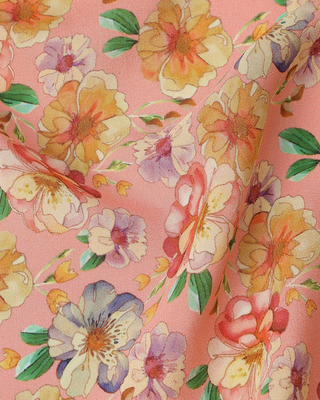 Salmon Pink Pure Silk Crepe Fabric 110cm
