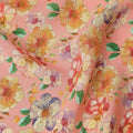 Peach Pink Floral Allover Print Premium Silk Crepe Fabric, 110 Cms, India-D26879