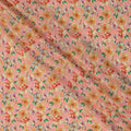 Peach Pink Floral Allover Print Premium Silk Crepe Fabric, 110 Cms, India-D26879