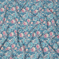 Sky Blue Floral Botanical Print Premium Silk Crepe Fabric, 110 Cms, India-D26880