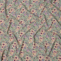 Grey Rose Floral Botanical Print Premium Silk Crepe Fabric, 110 Cms, India-D26875