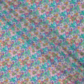 Aqua Green Multicolor Floral Allover Print Premium Silk Crepe Fabric, 110 Cms, India-D26883