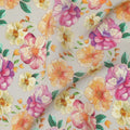 Ivory Multicolor Floral Allover Print Premium Silk Crepe Fabric, 110 Cms, India-D26885