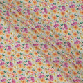 Ivory Multicolor Floral Allover Print Premium Silk Crepe Fabric, 110 Cms, India-D26885