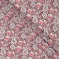 Dusty Mauve Floral Botanical Print Premium Silk Crepe Fabric, 110 Cms, India-D26867
