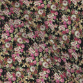 Black Floral Botanical Print Premium Silk Crepe Fabric, 110 Cms, India-D26868
