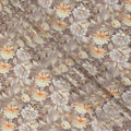 Taupe Beige Floral Botanical Print Premium Silk Crepe Fabric, 110 Cms, India-D26871