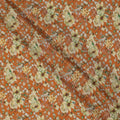 Rust Orange Floral Botanical Print Premium Silk Crepe Fabric, 110 Cms, India-D26872