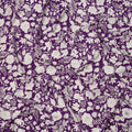 Royal Purple White Floral Line Art Print Premium Silk Crepe Fabric, 110 Cms, India-D26881
